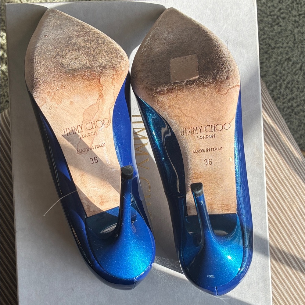 Jimmy Choo Dark Blue Patent Heels - Picture 5 of 6